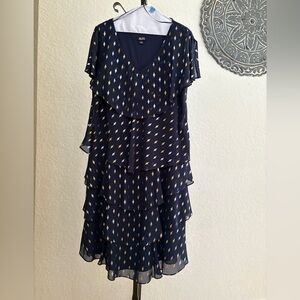 SLNY Navy Tiered Cocktail Dress 18